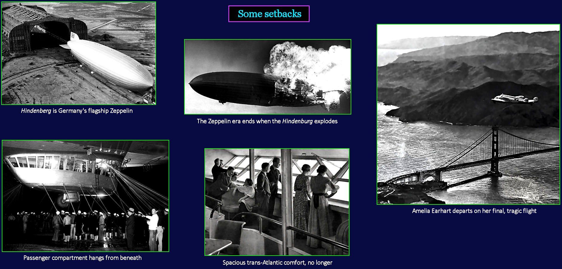<i>Hindenburg</i> crash, Amelia Earhart, 1940s